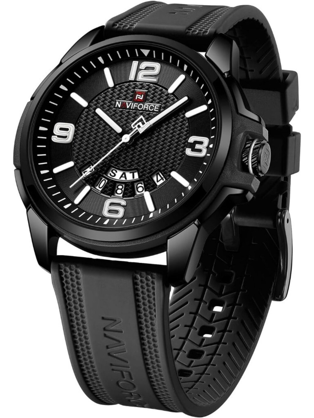 Unisex Black Analog Quartz Silicone Strap Sports Military Waterproof Wrist Watch
